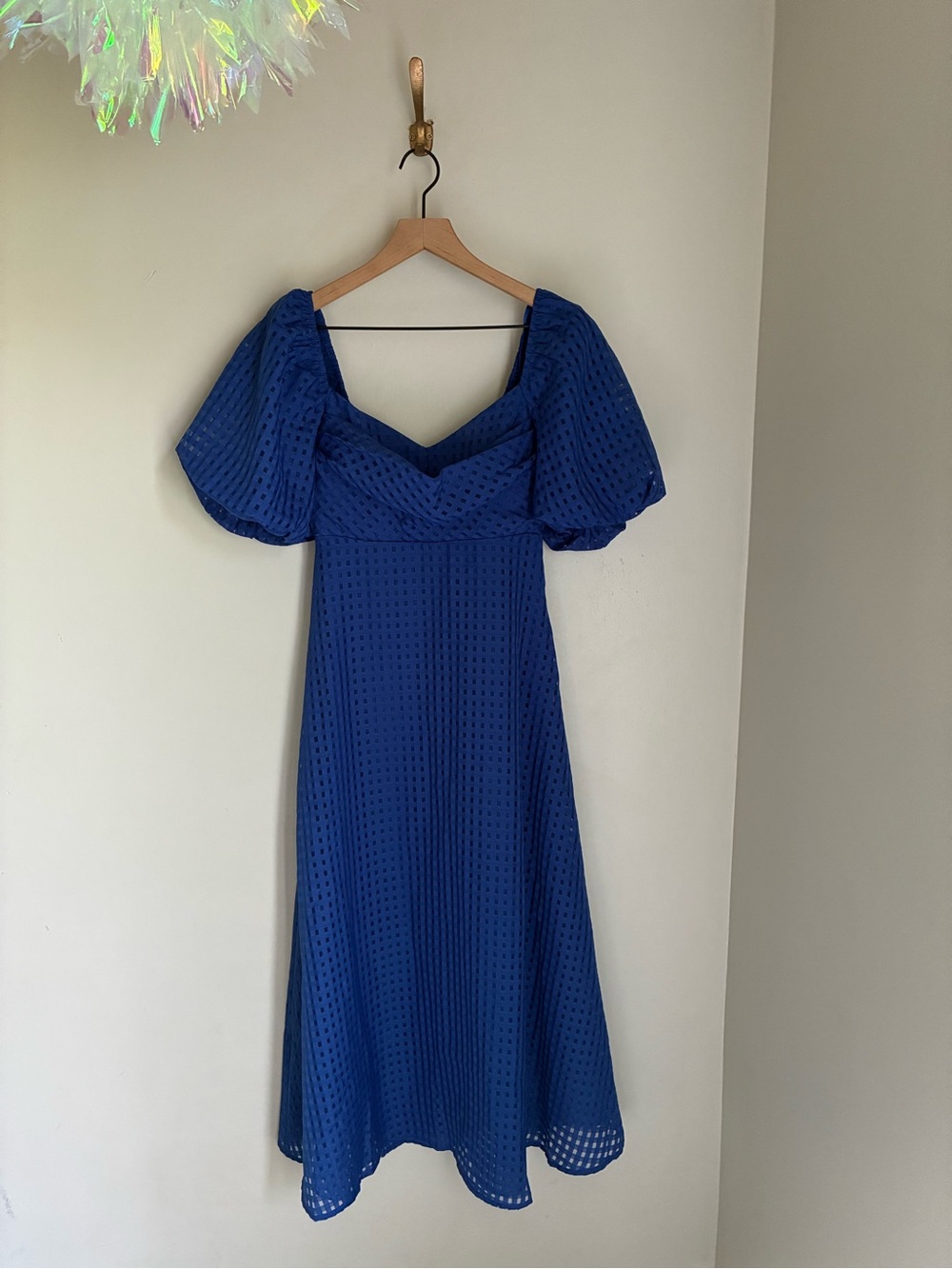 Sincerely Ours Royal Blue Feminine Maxi‎ Dress Puff Sleeves Size XS